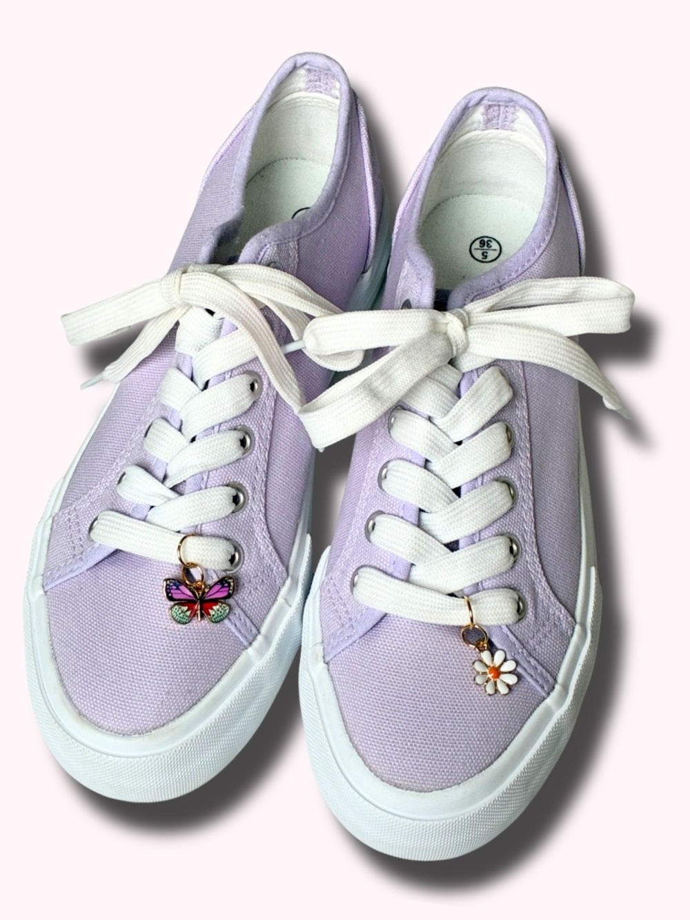 Sneakers | Lavender | Butterfly Charm Sneakers | Low-Top